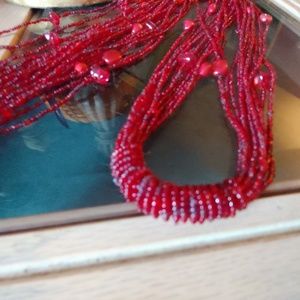 66inch beaded necklace.and ear RINGS.